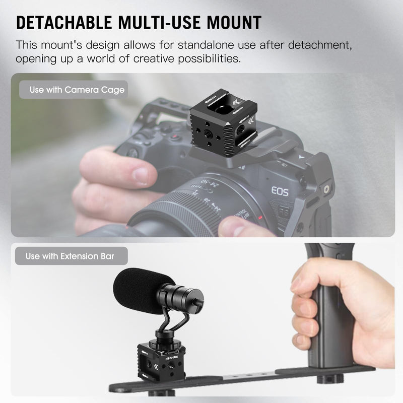 Triple Cold Shoe Mount with 1/4" Thread, Aluminum Camera Hot Shoe Extension Bracket with 3 Port Cold Shoe Mounts for LED Video Light Monitor Microphone Camera Cage (62011)