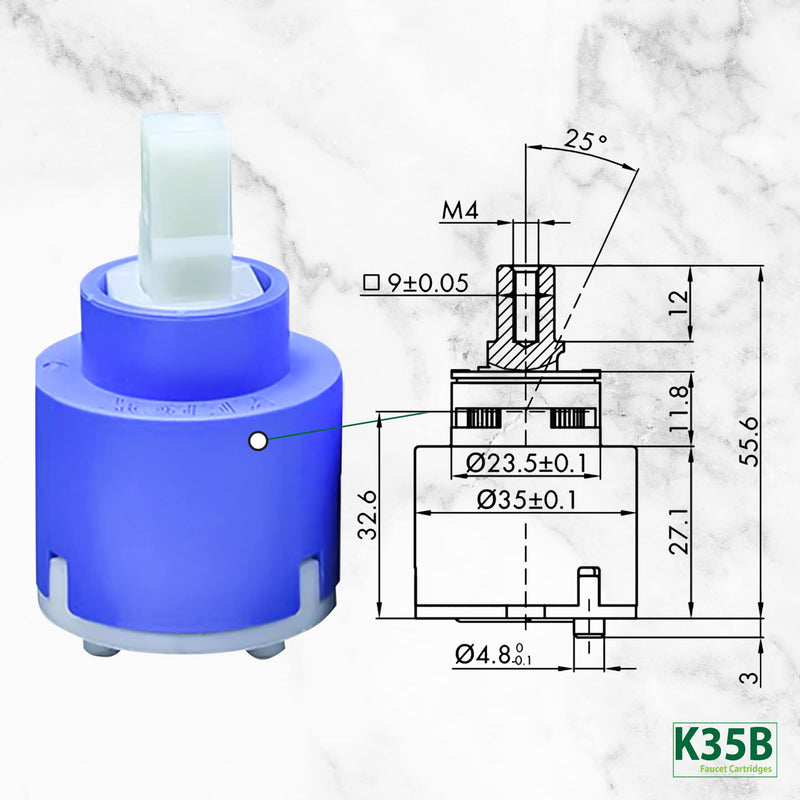 K35A Faucet Cartridge, Replacement Cartridge Compatible with La Torre, Gerber, Danze & Moen, Single Lever Shower Tub Repair, Tub Faucet Cartridges, Kitchen & Bathroom Faucet Cartridge Replacement