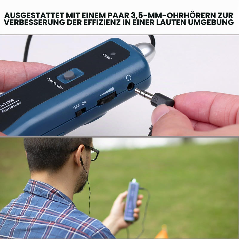 Earth Cable Detector, Cable Tester F02 Pro for Cable Detector, Locate Control Wires, Pet Fence Cable, Up to 3 Metres Deep 2000 Metres Length, Equipped with Rechargeable Battery