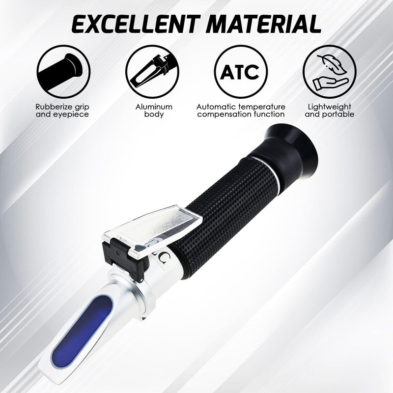 0-10% Brix Refractometer for Testing Sugar Content Maple sap Syrup, Low-Concentrated Sugar Solutions, Tea, Portable Hand Held Sugar Content Measurement with ATC Function and LED Light, pipettes
