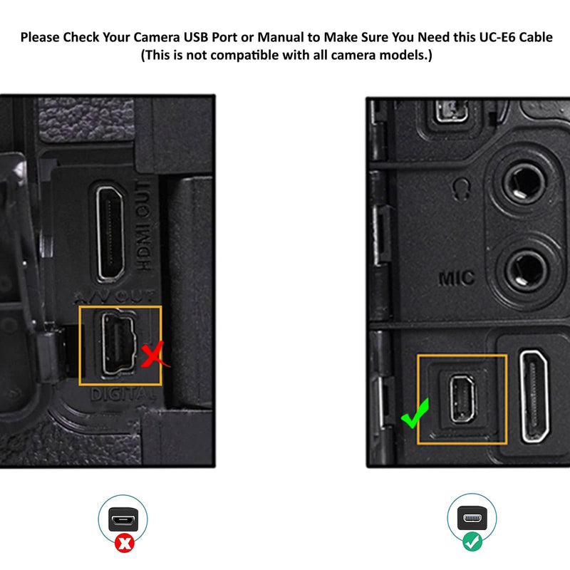 UC-E6 to USB-C Photo Transfer Charge Cable for Select Nikon Coolpix/DSLR Cameras Compatible with PC, iPhone 15, Smartphone, MacBook with Type C USB (See Product Details, Pictures Before Buying)