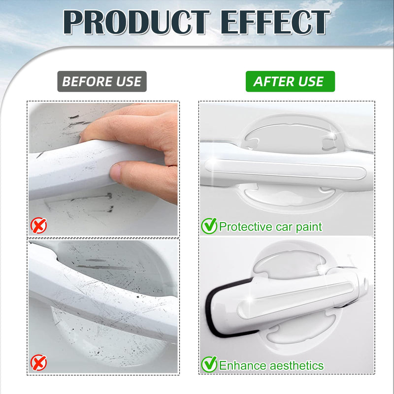 16PCS Car Door Handle Protector, Waterproof Anti-Scratch Paint Invisible Cars Door Handle Bowl Sticker Avoiding Scratches, Auto Exterior Accessories Protection Film for Most Models (Clear Transparent)