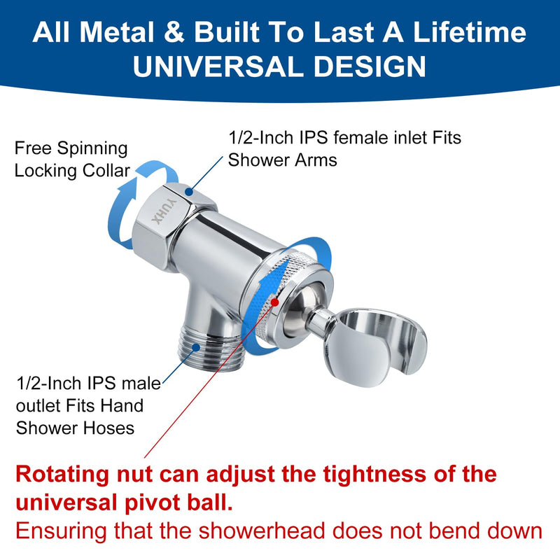 Shower Head with Handheld - All Metal Holder and Long Hose, High Pressure Built-in Power Wash to Clean Tub, Tile & Pets, Multi Mode Adjustment Showerhead Sprayer, Chrome 2.5 GPM Premium Chrome 2.5 Gallons Per Minute