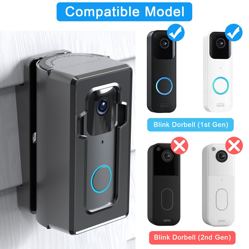 Vinyl Siding Mount Compatible with Blink Doorbell, ajustable Angle 30-140 degree (4" Standard Vinyl Siding Only) for Blink Doorbell Camera 1st Gen 2022(Not for 2nd Gen 2025) Black