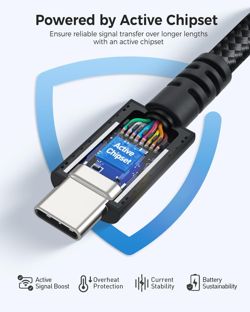 Cable Matters [Intel Certified] Braided 40Gbps Active Thunderbolt 4 Cable 6.6 ft with 100W Charging Power Delivery and 8K Video - Fully Compatible with Thunderbolt 3, USB 4 / USB4, and USB C Port Black