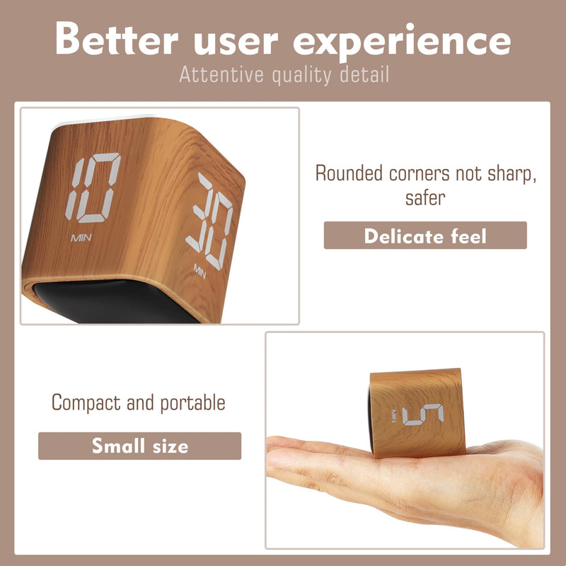 VEWINGL Cube Productivity Timer, 5/10/30/60 Min Presets + Custom Countdown, Silent/Vibrate/Sound Alarm, Pause & Resume, Desk Timer for Work, Study, Tasks, Kitchen Ripple