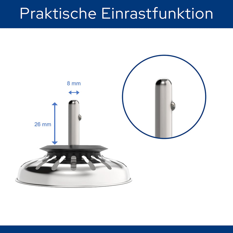 Strainer Basket Sink - Universal Sink Strainer Made of Hardened Steel with Innovative Plug Function - Blanco Strainer Basket - Ideal as Blanco Sink Replacement Part (Diameter 79 mm) (Pack of 2) Ø 79 mm (Pack of 2)