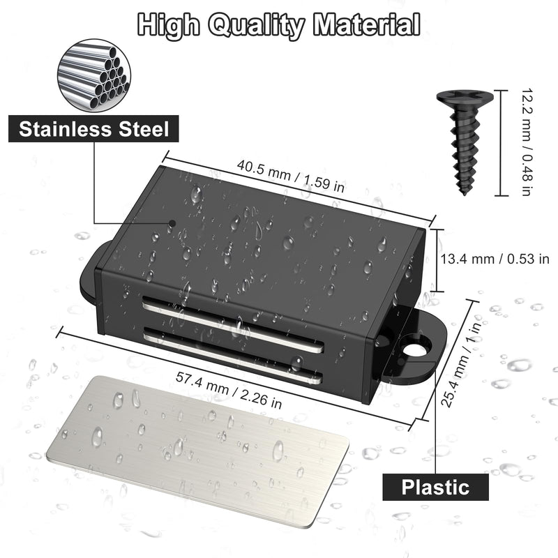 Jiayi 12 Pack Heavy Duty 17lb Magnetic Cabinet Catch Stainless Steel Self Adhesive Door Magnets for Kitchen Cupboard Drawer Closet Latch Closure Black