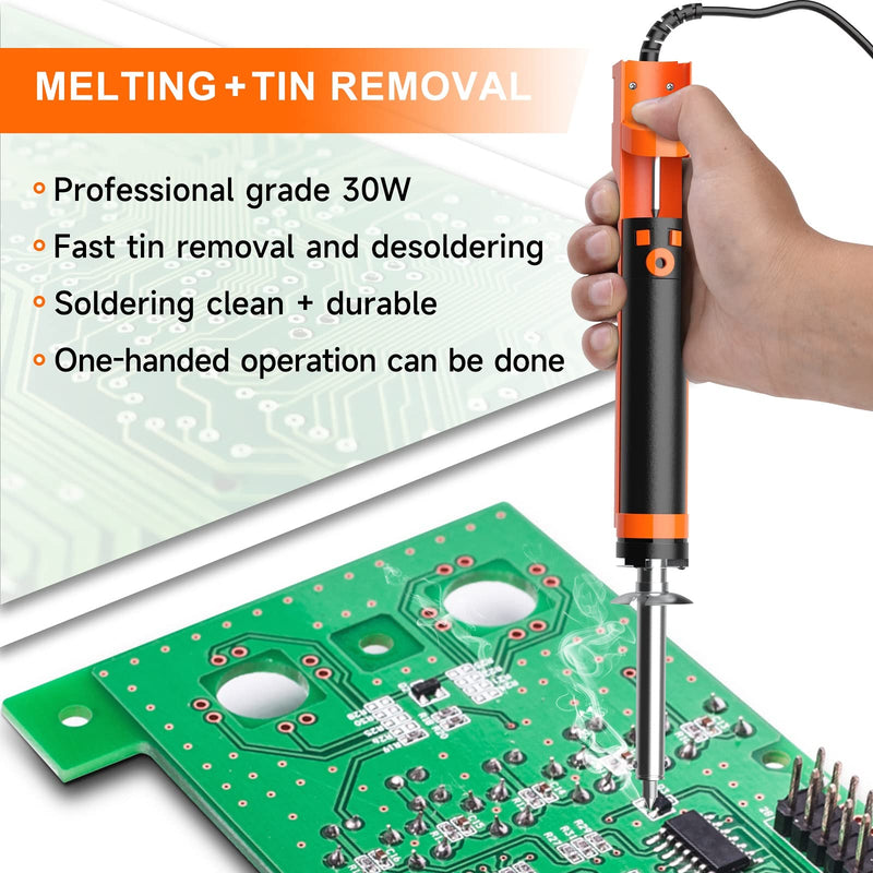Desoldering pump, Preciva desoldering iron soldering iron solder extractor with 1.0mm and 1.2mm desoldering nozzles