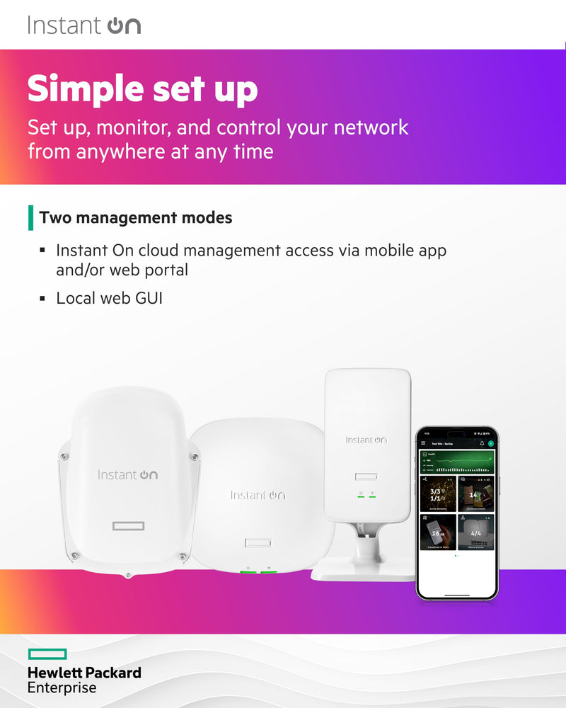 HPE Networking Instant On Access Point AP11 2x2 WiFi 5 Indoor Wireless Access Point | Power Source Not Included | US Model (R2W95A) Power Adapter Not Included