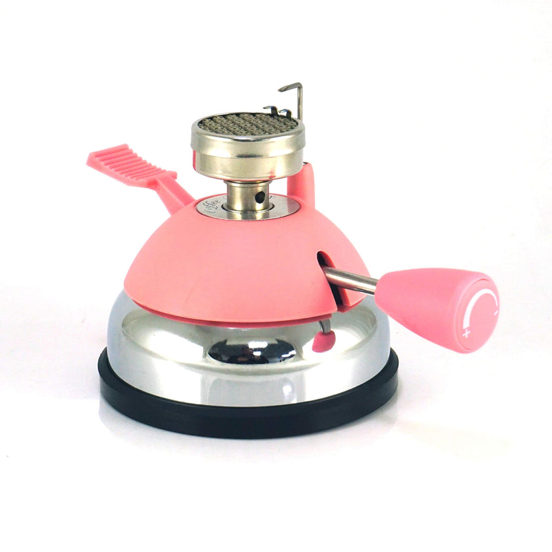 BLUEFIRE Butane Mini Burner for Tabletop Coffee Siphon Syphon/w Furnace Stand and Assembly Rack Ceramic Windproof Torch Head Portable Cooking Stove Espresso Maker Chafing Soup Tureens Fondue Pink