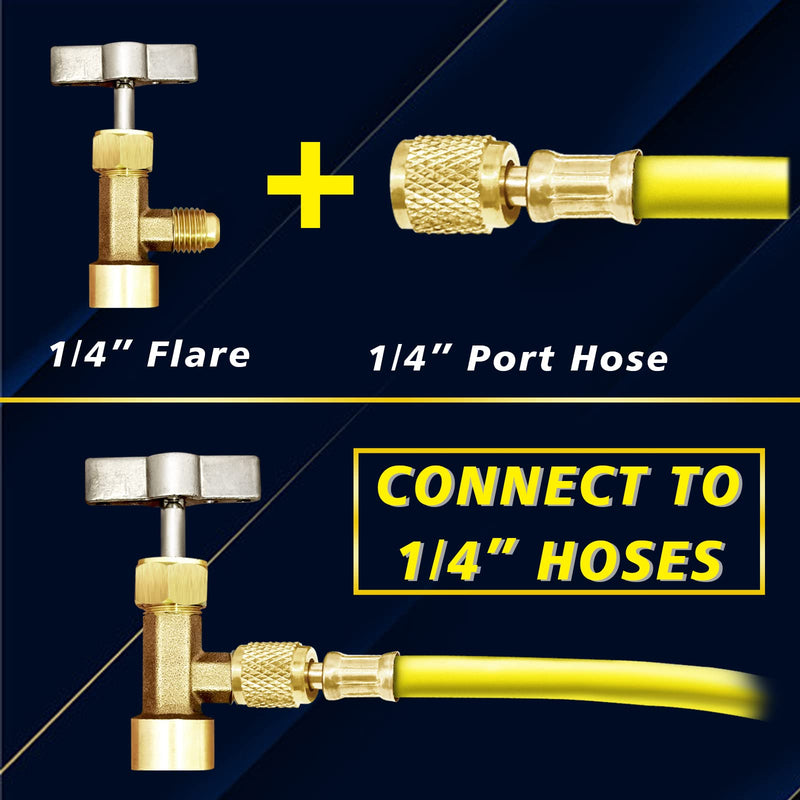 Boltigen R134A Can Tap, R134A Self-Sealing and Puncture Style Refrigerant Can Tap Valves with Refrigerant Tank Adapters for Refilling Automotive Air Conditioning Systems