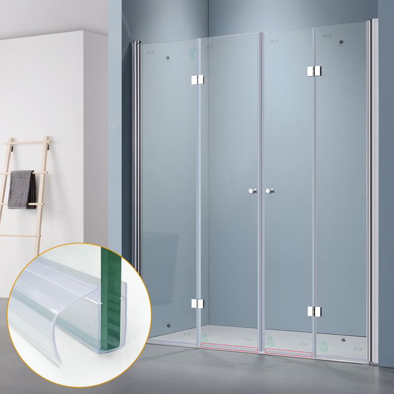 Bathroom Shower Glass Door Bottom Seal Strip, 2PCS 36 Inch Long Clear PVC Seal Strips for 1/4"(6mm) Thick Framless Glass Door Panel 1/4" (6mm）X 36"