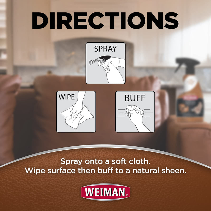 Weiman Leather Cleaner and Conditioner for Furniture - Cleans Conditions and Restores Leather Surfaces - UV Protectants Help Prevent Cracking or Fading of Leather Car Seats, Shoes, Purses 12 Fl Oz (Pack of 1)