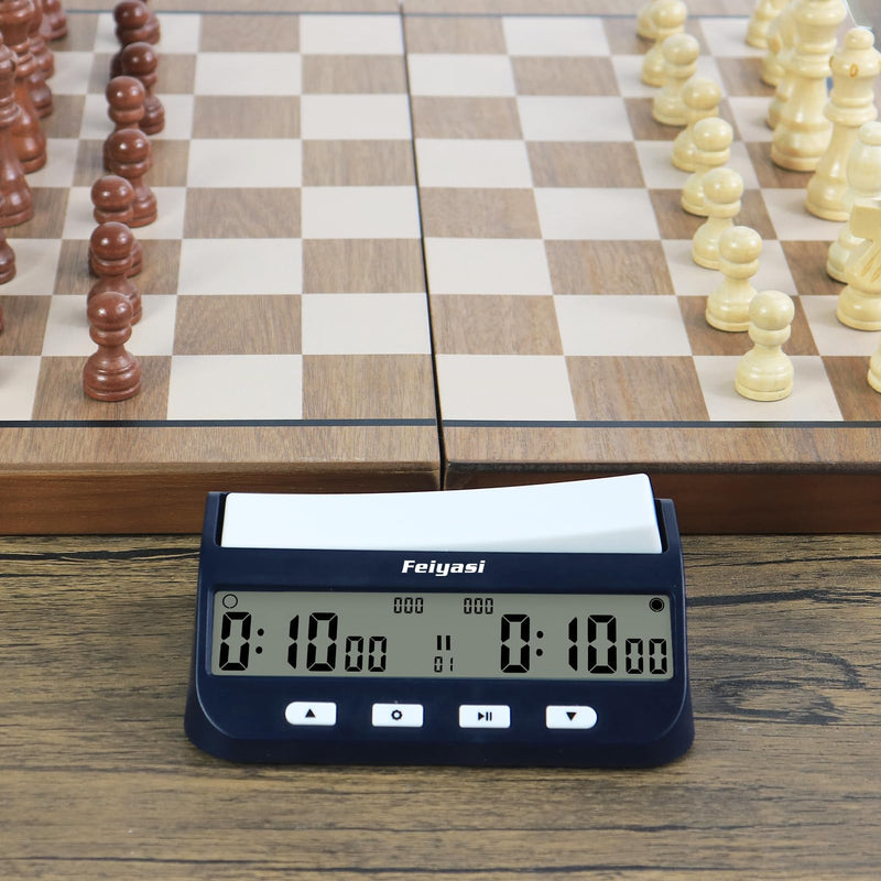 Chess Clock, Competition Specific Chess Timer, Portable Digital Electronic Large Screen Chess Clock,Suitable for Timers in Chess, Go, Checkers, and Other Board Games (Navy Blue) Navy Blue