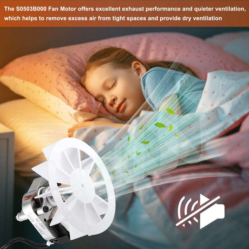 763RL B Unit, 769RL B Unit, S0503B000 50 CFM Bathroom Exhaust Fan Replacement Motor for Broan Nutone 763RLN B, 763RLN-R01, 763RL/769RL A Unit, 769RF B/769RL B(70 CFM), 2.0 Sone, Quieter Copper Motor. without bracket