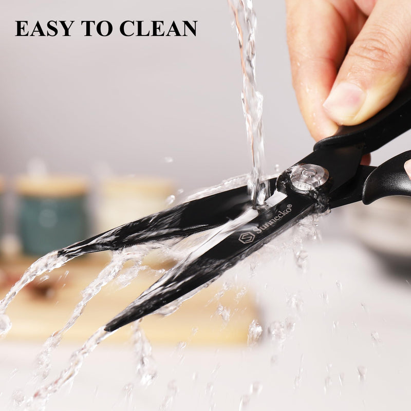 Sunnecko Kitchen Scissors All Purpose Heavy Duty Scissors Titanium Coated, Kitchen Shears for Food, Micro Serrated with Detachable Blades 8 inch Black Titanium Plated Kitchen Scissors