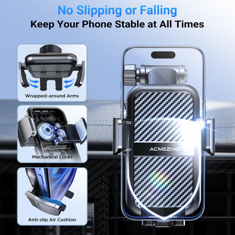 3-in-1 Car Phone Holder [122+LBS Strongest Suction & Stable Clamp Arm] 360° Adjustable Car Phone Mount, Cell Phone Holders for Your Car for Dashboard Vent, All Smartphones & Car Models (Black) Black