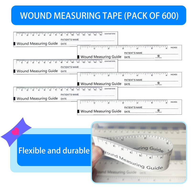 600 Pcs Wound Measuring Tape 6 Inch Wound Ruler Double Sided Disposable Paper Tape Measure Paper Guide Ruler Measurement Tools for Nurses 600