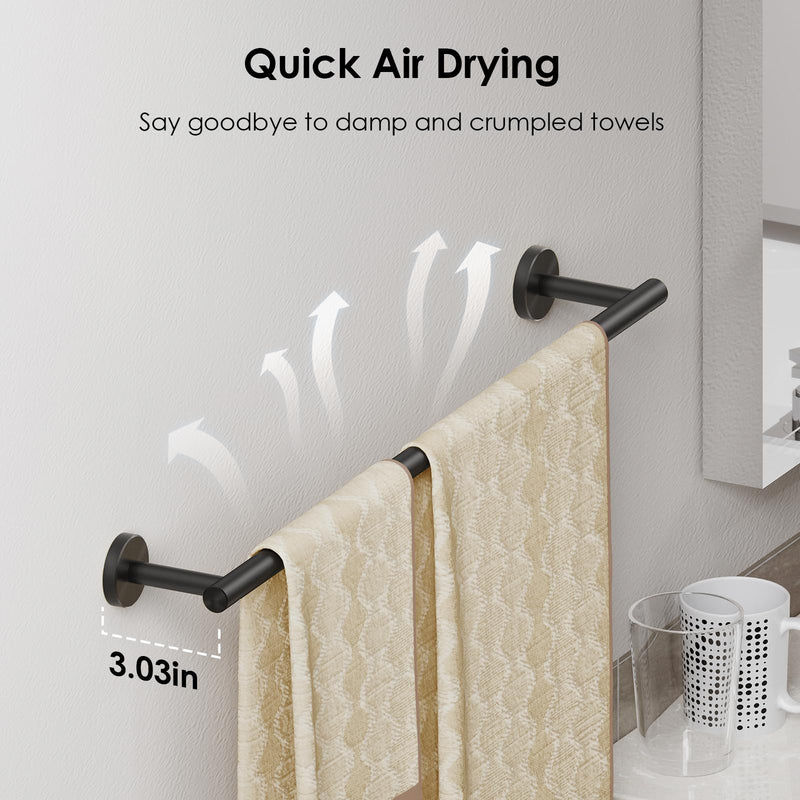 FORIOUS Towel Bar for Bathroom Wall Mounted, 304 Stainless Steel Towel Racks Includes Wall Mounting Hardware, Suitable for Bathroom, RV (Matte Black, 9 Inch) Matte Black 11 Inch Single Bar