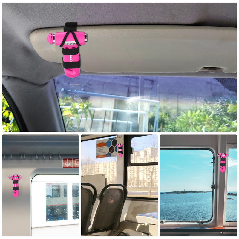 Window Breaker, 3-in-1 Emergency Escape Tool with Car Window Breaker and Seatbelt Cutter, Car Safety Hammer Car Essentials Tool for Women Pink