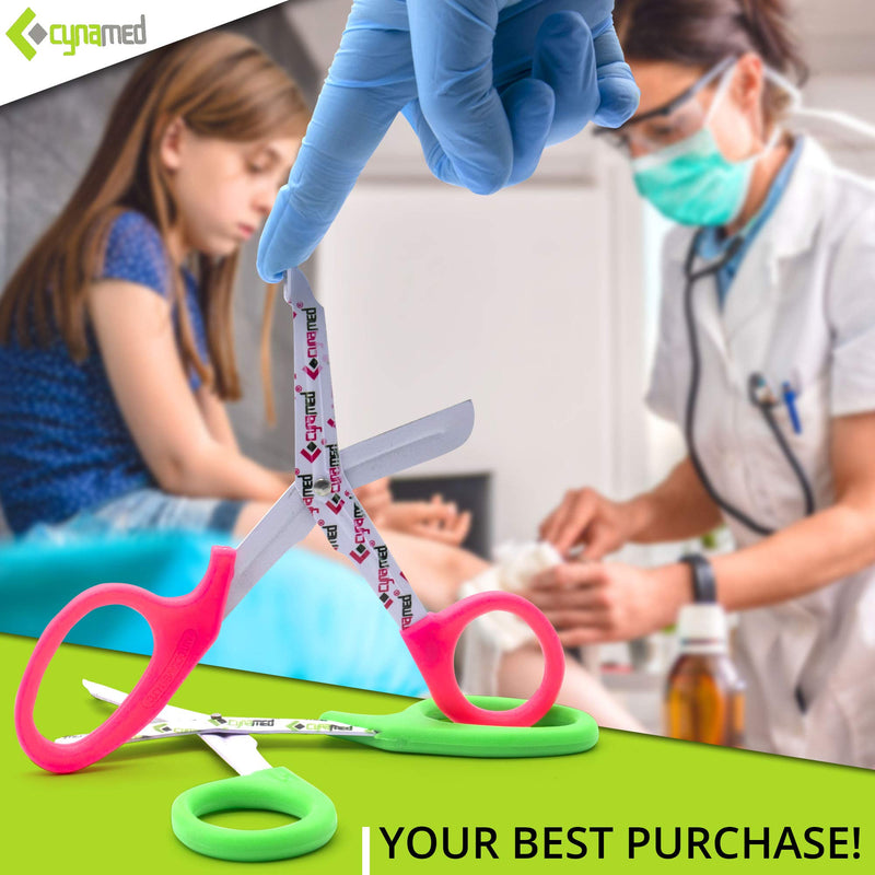 Cynamed Trauma Bandage Shears - Safety Medical Scissors with Blunt Tip and Serrated Blade - Tough and Durable Stainless Steel - Light and Comfortable Grip û Patient-Friendly (Each, Cynamed Green) 1