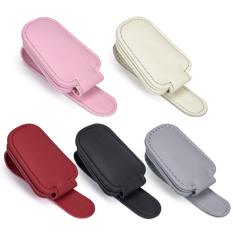 Sunglasses Holders for Car Sun Visor, 2pack Magnetic Leather Glasses Eyeglass Hanger Clip for Car, Visor Sunglasses Holder Clip Car Accessories for Truck BLACK