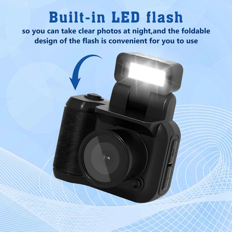 Mini Camera Keychain, Mini Retro Digital Camera,Retro Snap,1080P Hd with LED Flash Light,Nostalgic Photos,Vintage Video Effects,Great Gift Idea, White