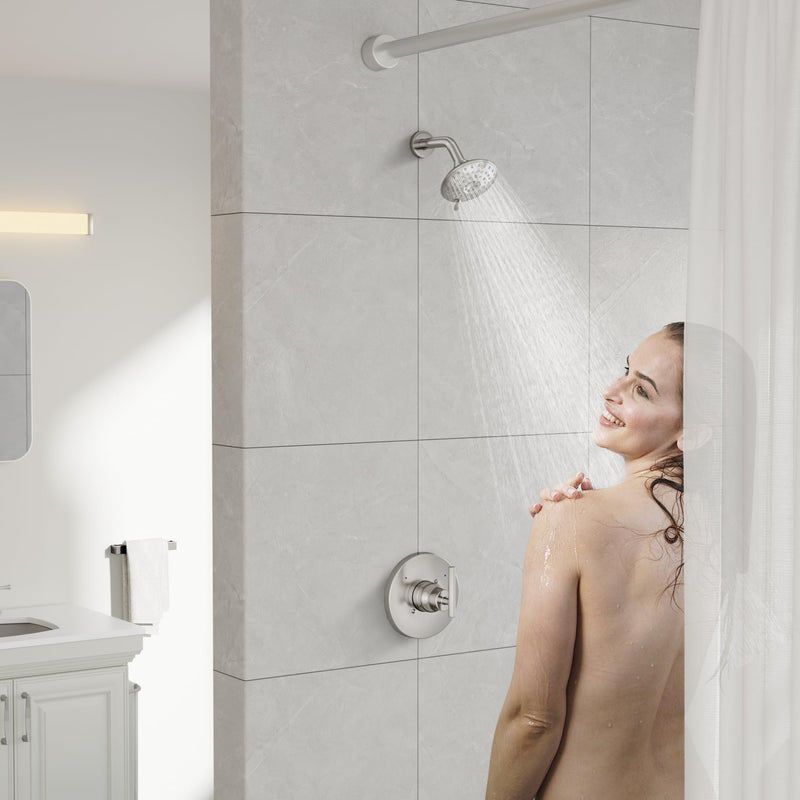 Replacement for D Faucet 14 Series Single-Function Shower Valve Trim Kit, Shower Handle, Brushed Nickel Shower Trim Kit T14059-SS (Cartridge and Valve Not Included) Without Cartridge