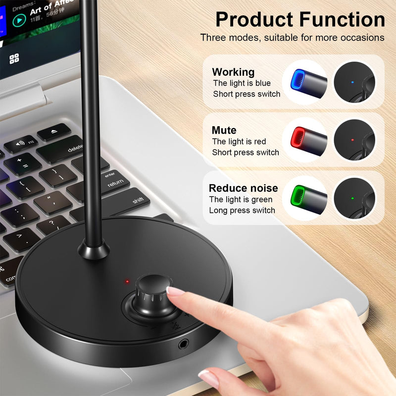 Aokeo USB Microphone, Gaming Microphone for PC with Volume Control Buttons for Recording,Podcasting,Streaming,YouTube,PS5 PS4 Mac Laptop AK-2