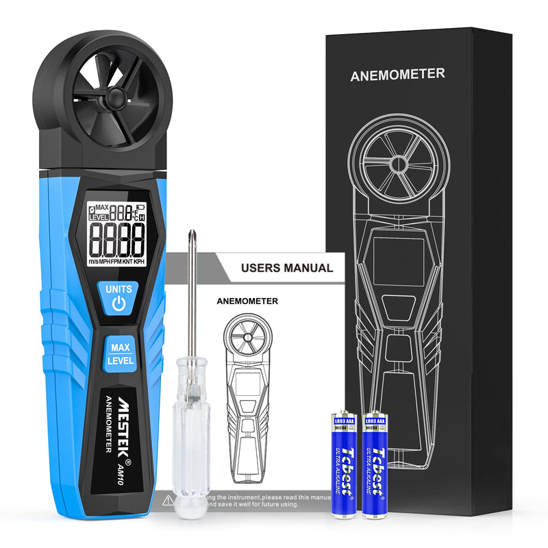 Digital Anemometer Wind Gauge MESTEK Wind Gauge Handheld Wind Speed Air Temperature Max Wind Gauge Measure 1.1~30m/s Wind Speed for Windsurfing Kite Drone Flying Sailing Surfing HVAC CFM