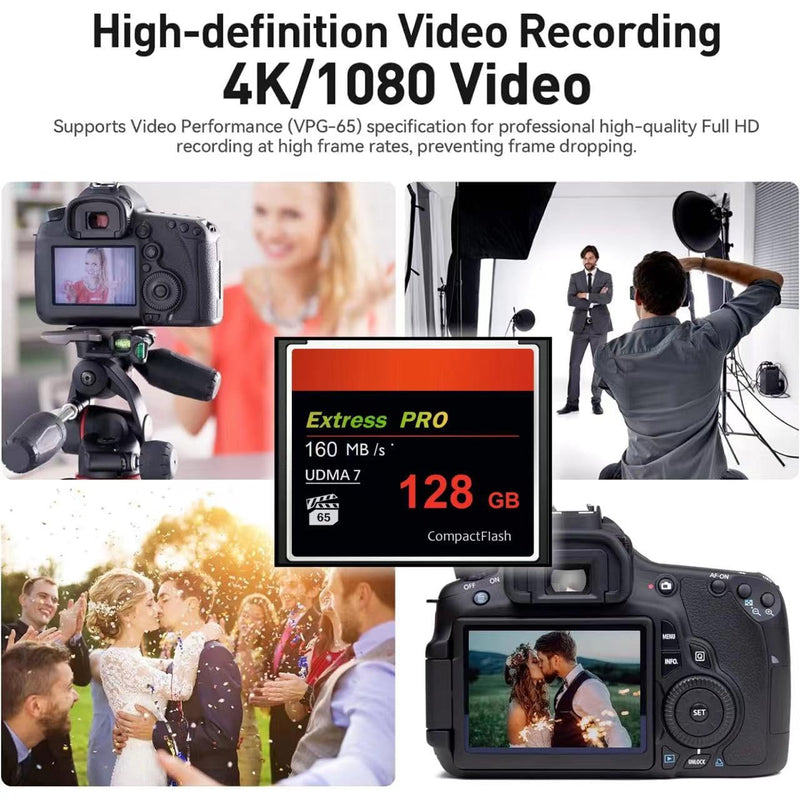 128GB CompactFlash Card,UDMA Speed Up to 160MB/s,Original CF Card Camera Memory Card