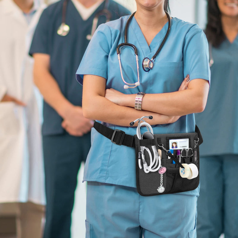 CURMIO Nurse Bag, Belt Bag for Nurse, Medical Bum Bag, Waist Bag with Adjustable Belt for Nursing Accessories, EMPTY BAG, Black