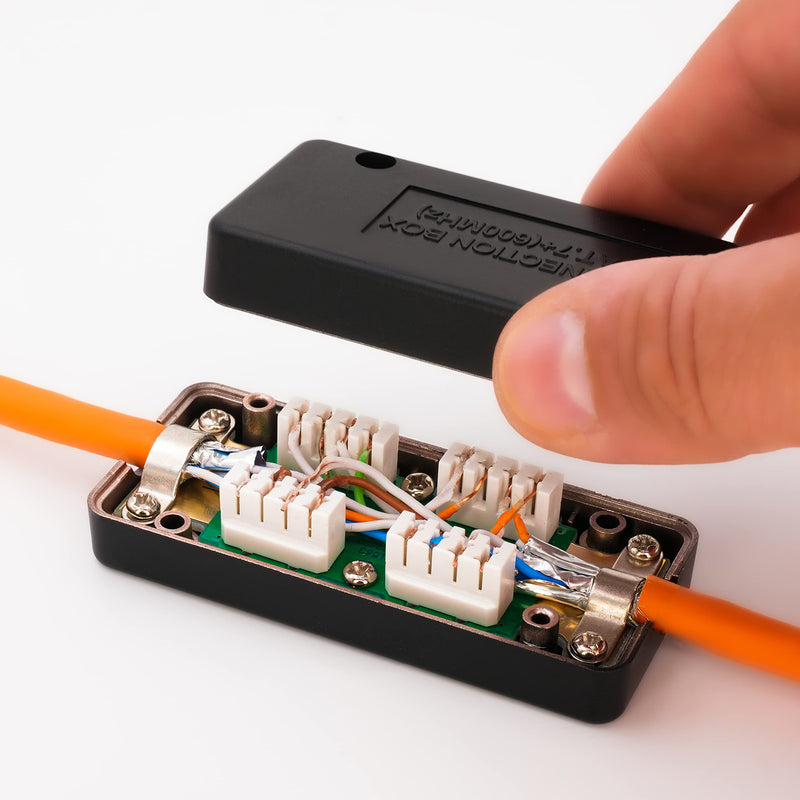 BIGtec CAT.7 LSA Connector Connection Box for Installation Cable Network Cable Connection Module Connector for Cable CAT.5 CAT.6 CAT.7, Shielded Housing, Connects Extended Installation Cable 1 pc.