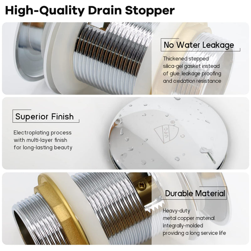 FerdY Pop-up Drain for Freestanding Bathtub, Polished Chrome Finish, cUPC Certification, Freestanding Bathtub Drain Stopper