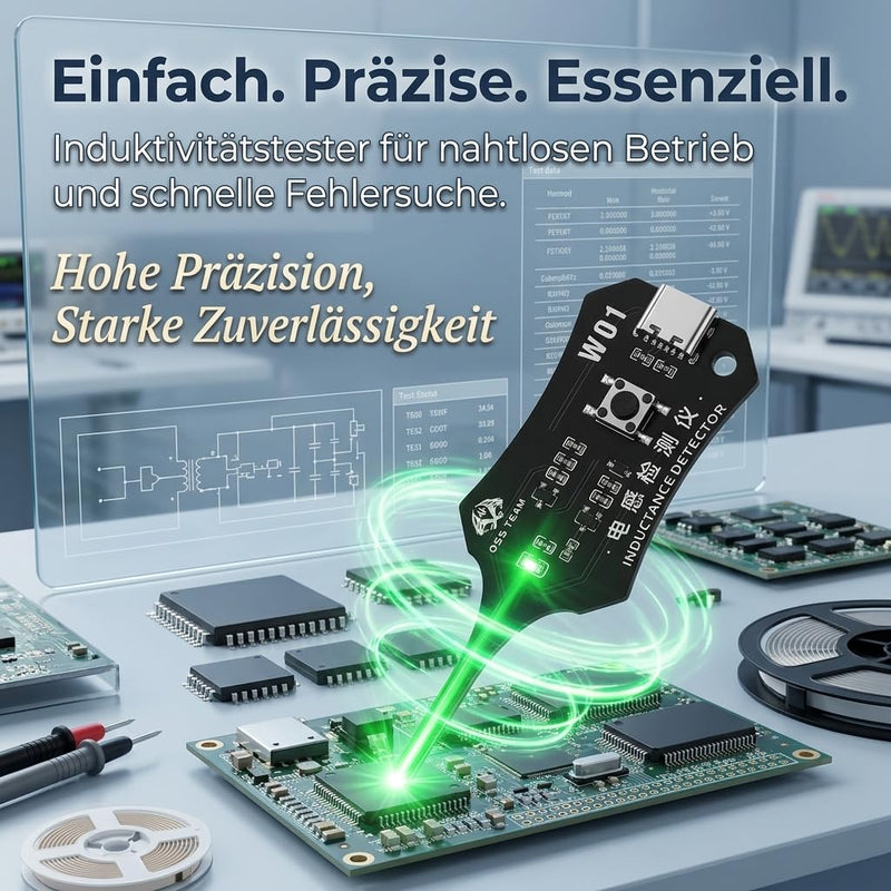 Inductance Tester W01 Inductor Detectors, Circuit Board Module with USB C Connection and Push Button for Electronics Diagnostics Coil Testing