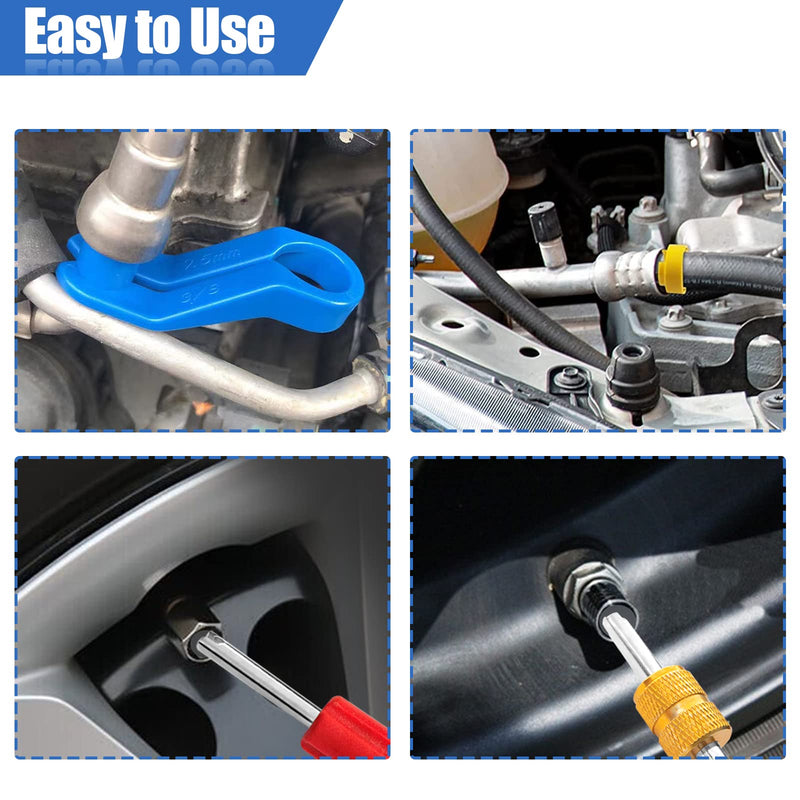 16PCS Car AC Fuel Line Disconnect Removal Tool Set with Storage Box, Valve Core Remover Tool Kit for 1/4 5/16 3/8 1/2 5/8 3/4 7/8 Inch Master Quick Disconnect Tool Kit for Auto Repair Tools