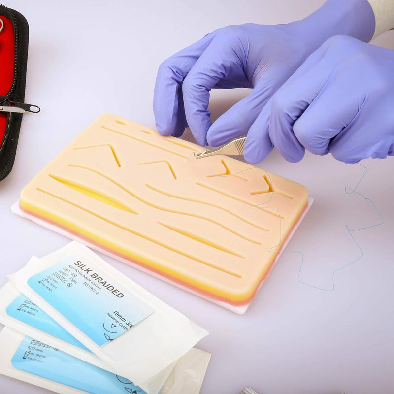 Suture Practice Kit w Suturing Guide E-Book,[Large Case Large Pad & Variety of Sutures w Slots] 4th Gen Pad, Tools Suture Needles by Medical Professionals for Residents Med Dental Vet School Students