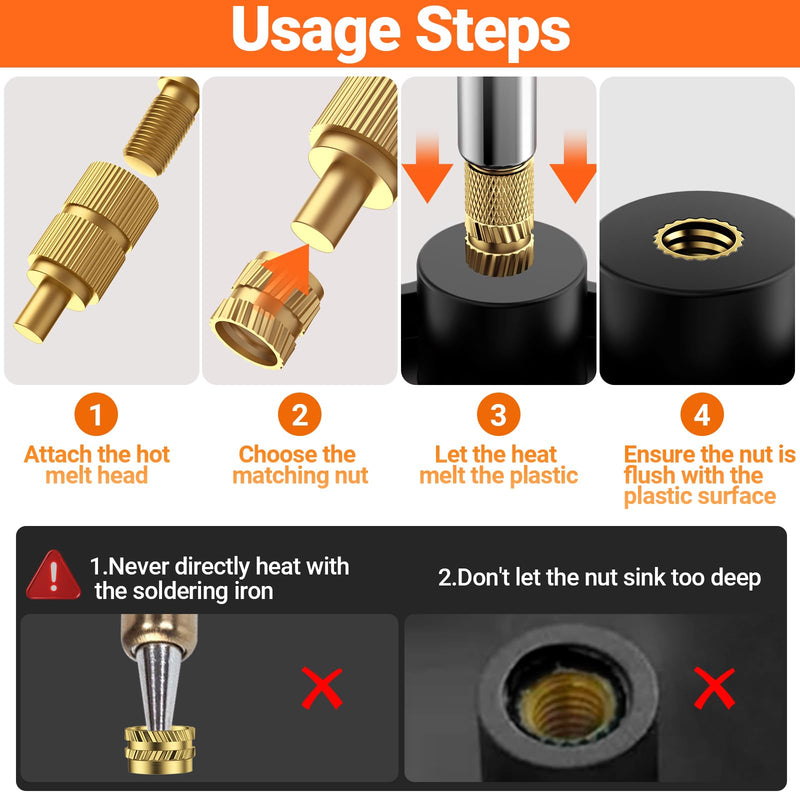 Preciva Threaded Inserts Soldering Tips Set with Screws Nuts Assortment Set M2 M3 M4 M5 M6
