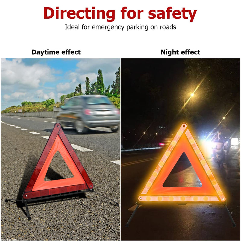 AUKEPO Warning Triangles, Foldable Car Road Warning Reflective Triangles, Emergency Triangle for Vehicles Breakdown, Slow Moving Vehicle Triangle Reflector Safety Triangle Kit