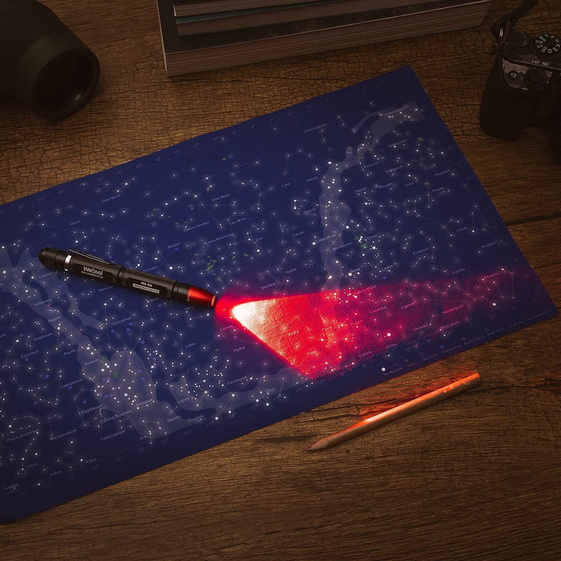 Weltool M6-RD Red LED Dark Adjustment Penlight for Pilots Watching Navigation Charts, HGN Tests, SFST and ARIDE to Dry Reviews, Pocket Pen Light with Clip for Doctors and Veterinarians