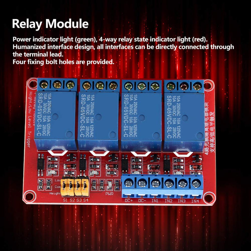 Keenso 4 Channel Relay Module Relay Card with Optocoupler Low Trigger Expansion Card for 5V/12V/24V (12v)