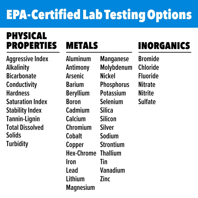 Safe Home® Complete Drinking Water Test Kit – DIY Screening for 14 Parameters + Optional Testing at Our EPA-Certified Lab for up to 48 Parameters – Made in the USA
