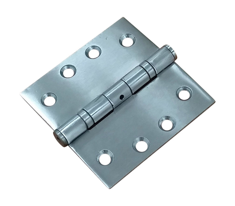 Hinge Outlet Square Ball Bearing Commercial Door Hinges, Heavy Duty Steel Non-Removable Pin (4 inch, Stainless Steel, 2 Pack) 4 Inch