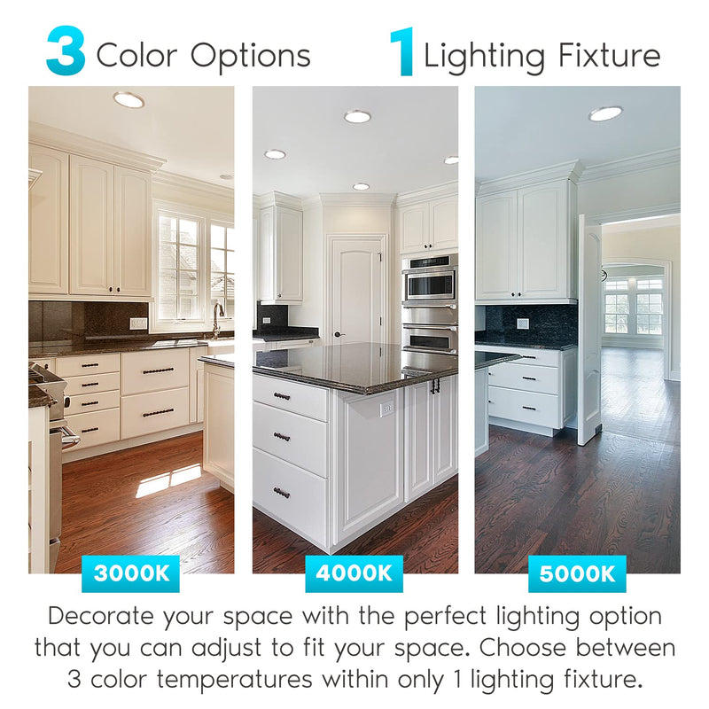LUXRITE 7 Inch LED Flush Mount Ceiling Light Fixture, 15W, 3 Color Selectable 3000K | 4000K | 5000K, 900 Lumens, Dimmable Round LED Panel Light, Damp Rated, J-Box Installation, Brushed Nickel Trim