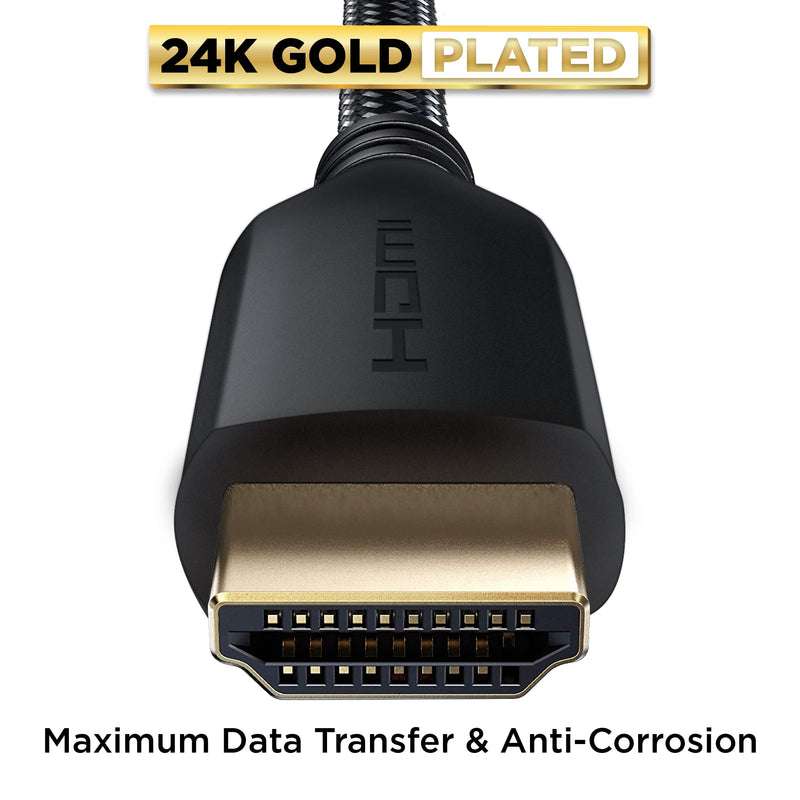 PowerBear 4K Long HDMI Cable 20 ft [2 Pack] High Speed, Braided Nylon & Gold Connectors, 4K @ 60Hz, Ultra HD, 2K, 1080P, ARC & CL3 Rated | for Laptop, Monitor, PS5, PS4, Xbox One, Fire TV, Apple TV 1 20ft 2pack