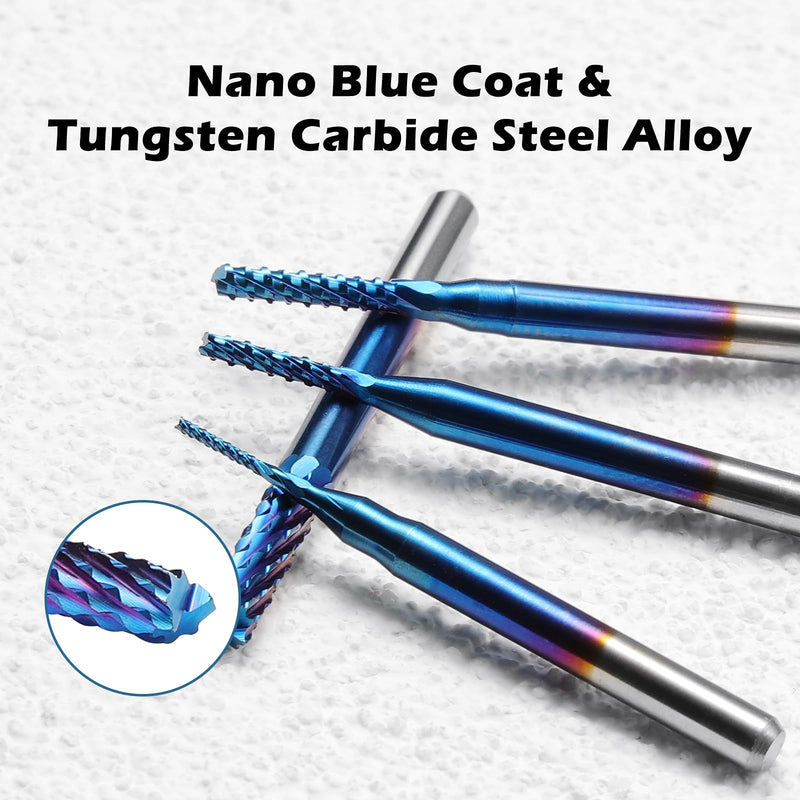SainSmart Nano Blue Coat End Mill CNC Router Bits, 1/8 inches Shank, Pack of 10 0.8-3.0mm