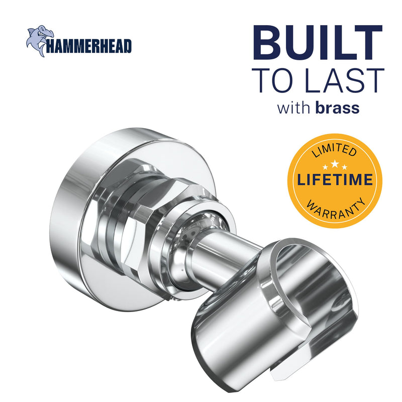 HammerHead Showers® Solid Metal Handheld Shower Head Holder Wall Mount – Chrome – Adjustable Screw Mounted Shower Wand Holder with Pivot Ball – Shower Hose Holder, Fits Most Handheld Shower Heads