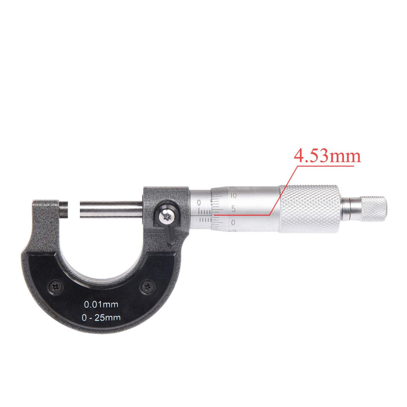 Beslands Outside Micrometer 0-25mm Micrometer Screw Measuring Screw 0.01mm Resolution Micrometer Metric 0-25mm Micrometer