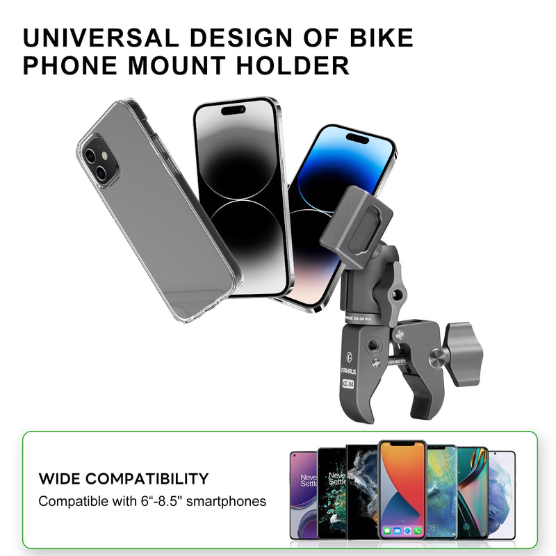 FANAUE Motorcycle Phone Mount with 1" Ball Head Adapter , Bike Phone Mount [1s Lock][Secure Protection], 360° Rotatable Phone Holder for Mountain Bike/ATV/Scooter Handlebar Fit for 6"-8.5" Phone